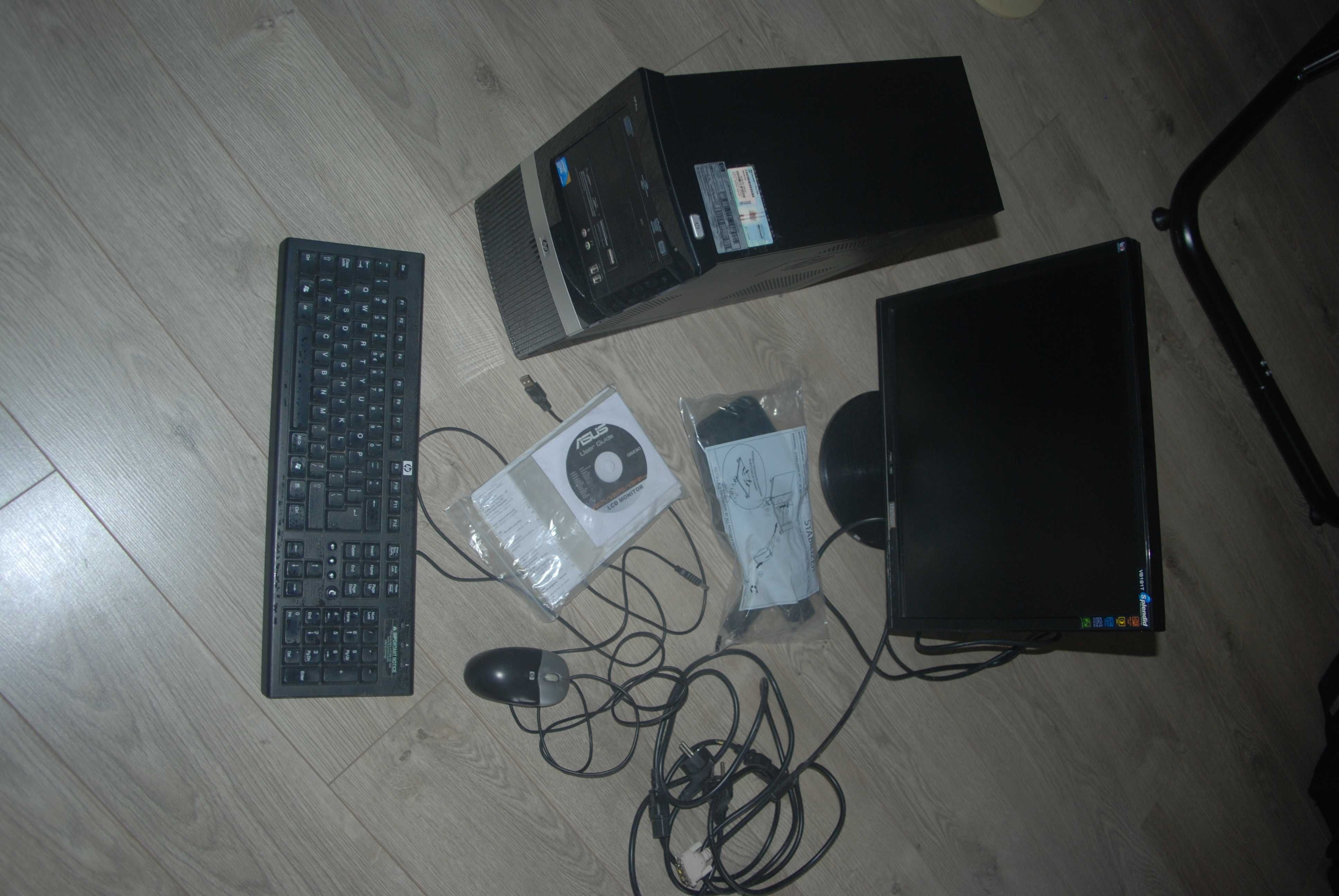 Komputer stacjonarny HP, stabilizator, monitor Asus