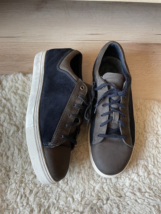 Brązowe czarne superstar męskie wiązane trampki tenisówki skóra buty