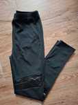 Legginsy damskie czarne ze skórzanymi wstawkami L Cleve