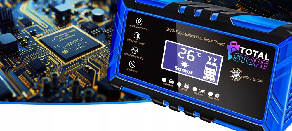 MOCNY PROSTOWNIK Do Akumulatorów Samochodowy Z Funkcją Naprawy