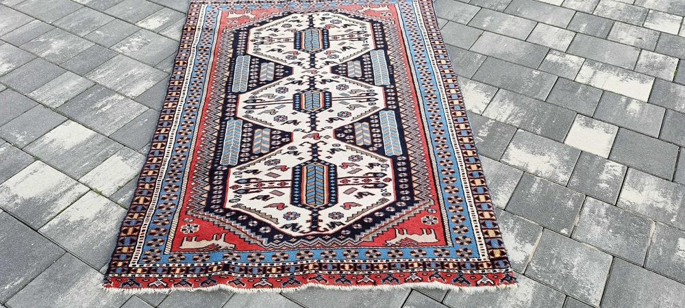 Dywan wełniany tkany ręcznie 157 x 104 cm wełna turecki piękne kolory