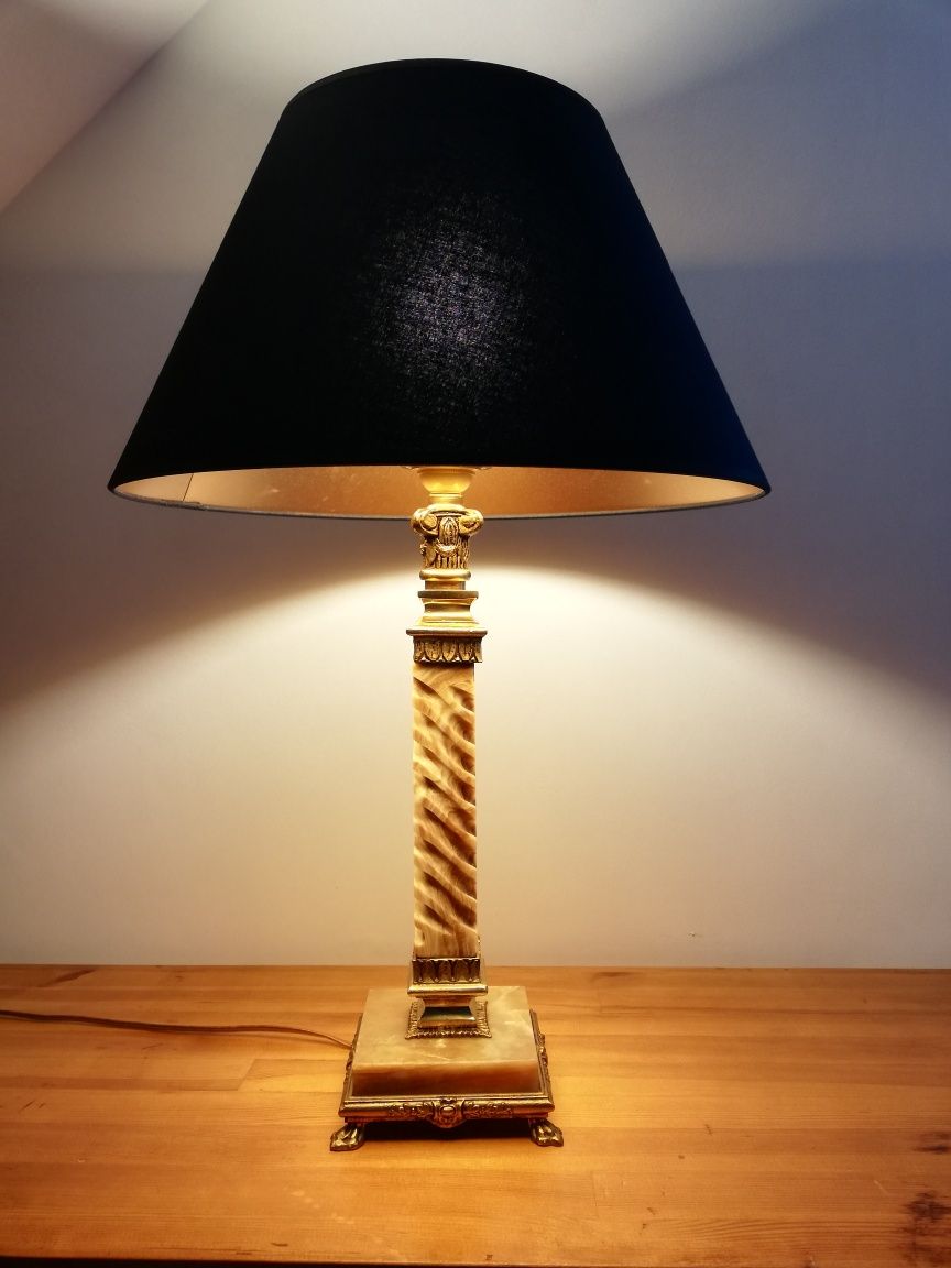 Stylowa lampa alabaster mosiądz antyk