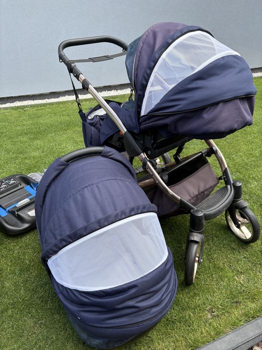 Wózek 3W1 daytona granatowy, różowe złoto+ baza ISOFIX