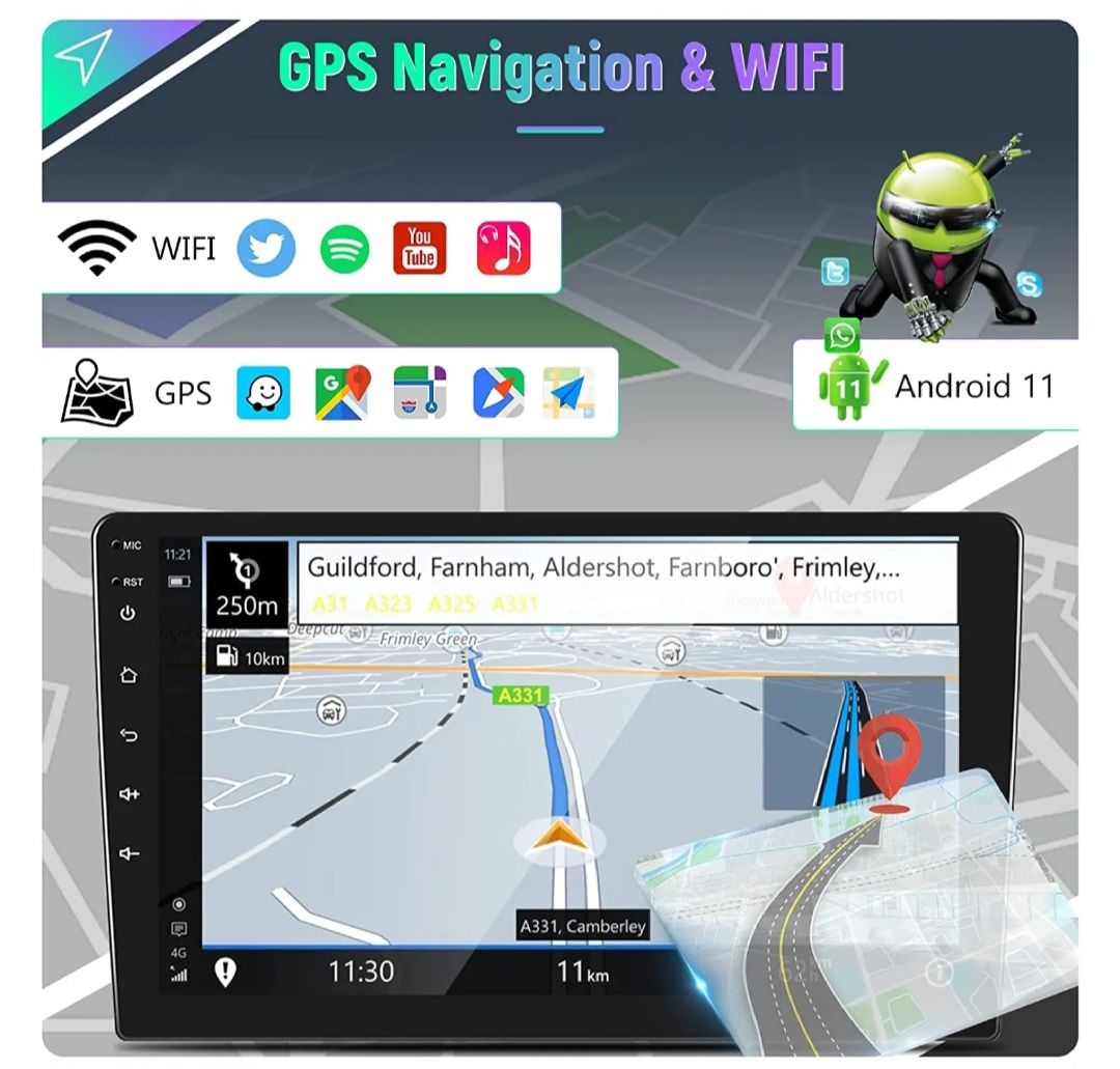 Rádio 2din android 11 9" com GPS WiFi BT FM RDS 2/32GB novo