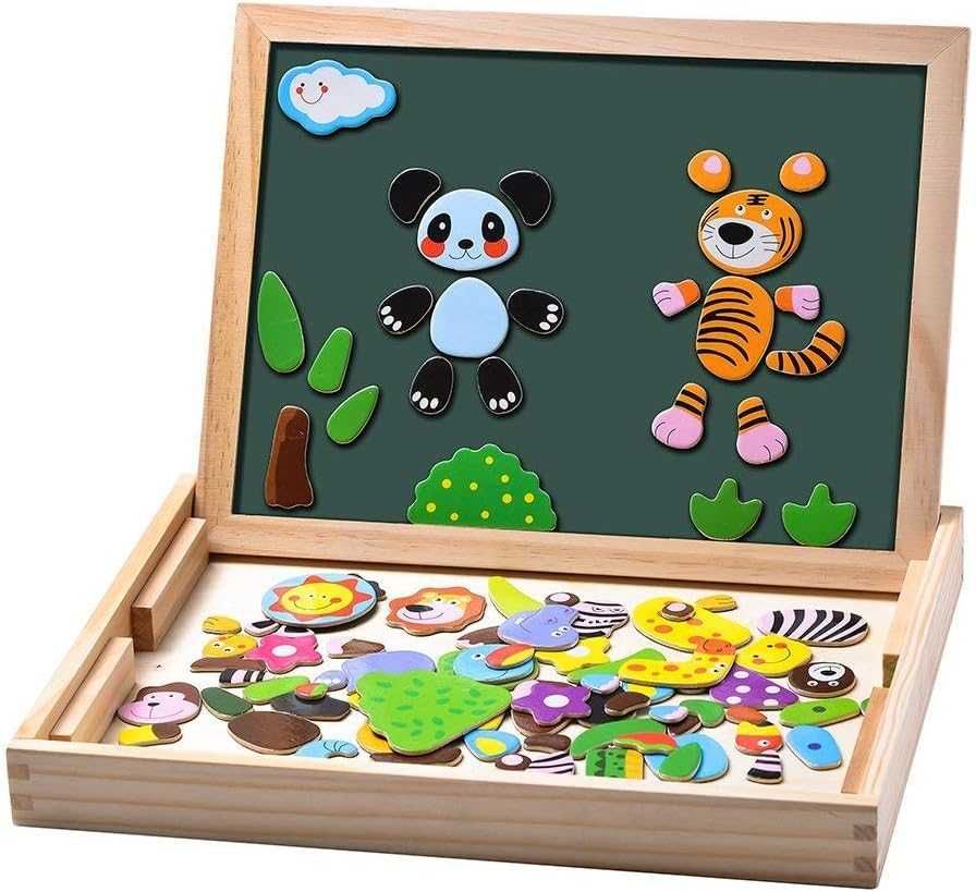 Tablica magnetyczna edukacyjna dla dzieci drewniana dwustronna