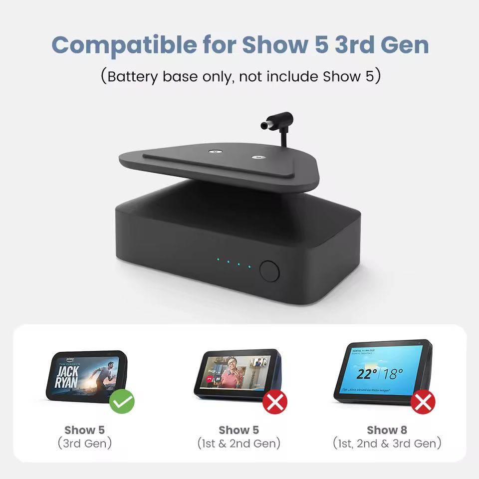 Base de bateria ggmm 10000mah para amazon echo show 5 base portátil de