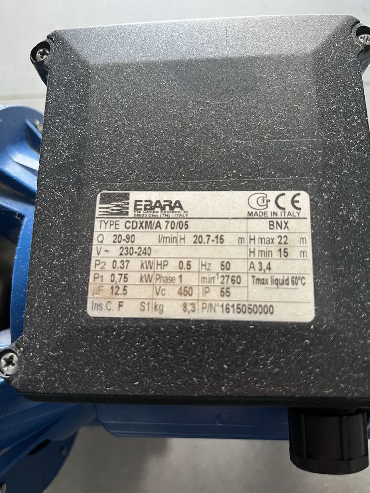 Pompa Ebara CDXM/A 70/05 90l/min jednostopniowa odśrodkowa wirnikowa