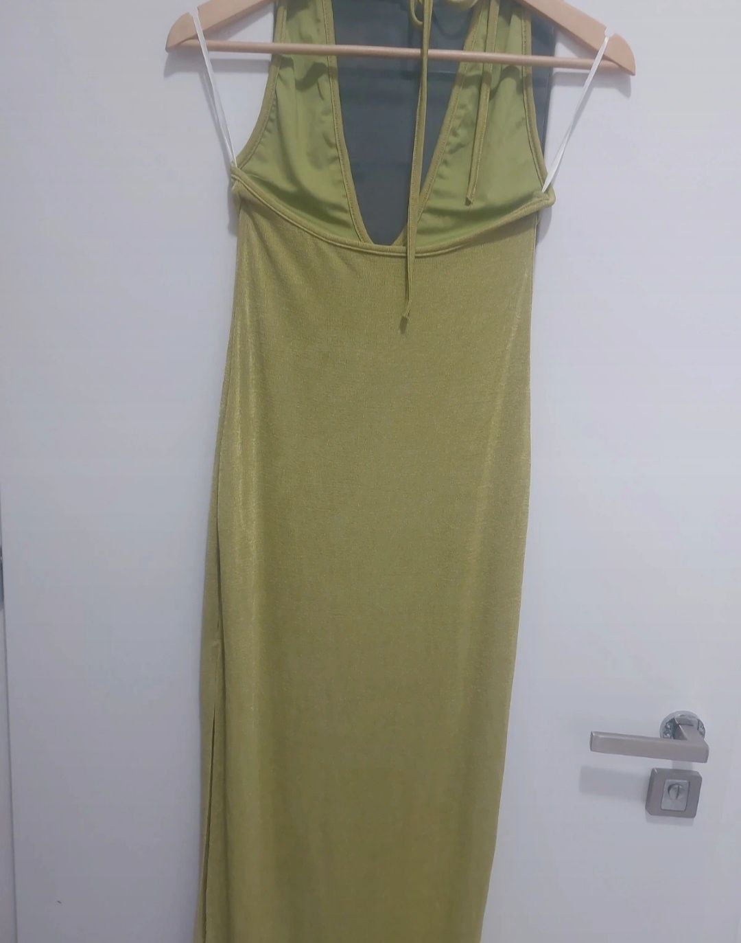 Śliczna,  długa, limonkowa sukienka.  SHEIN S/XL