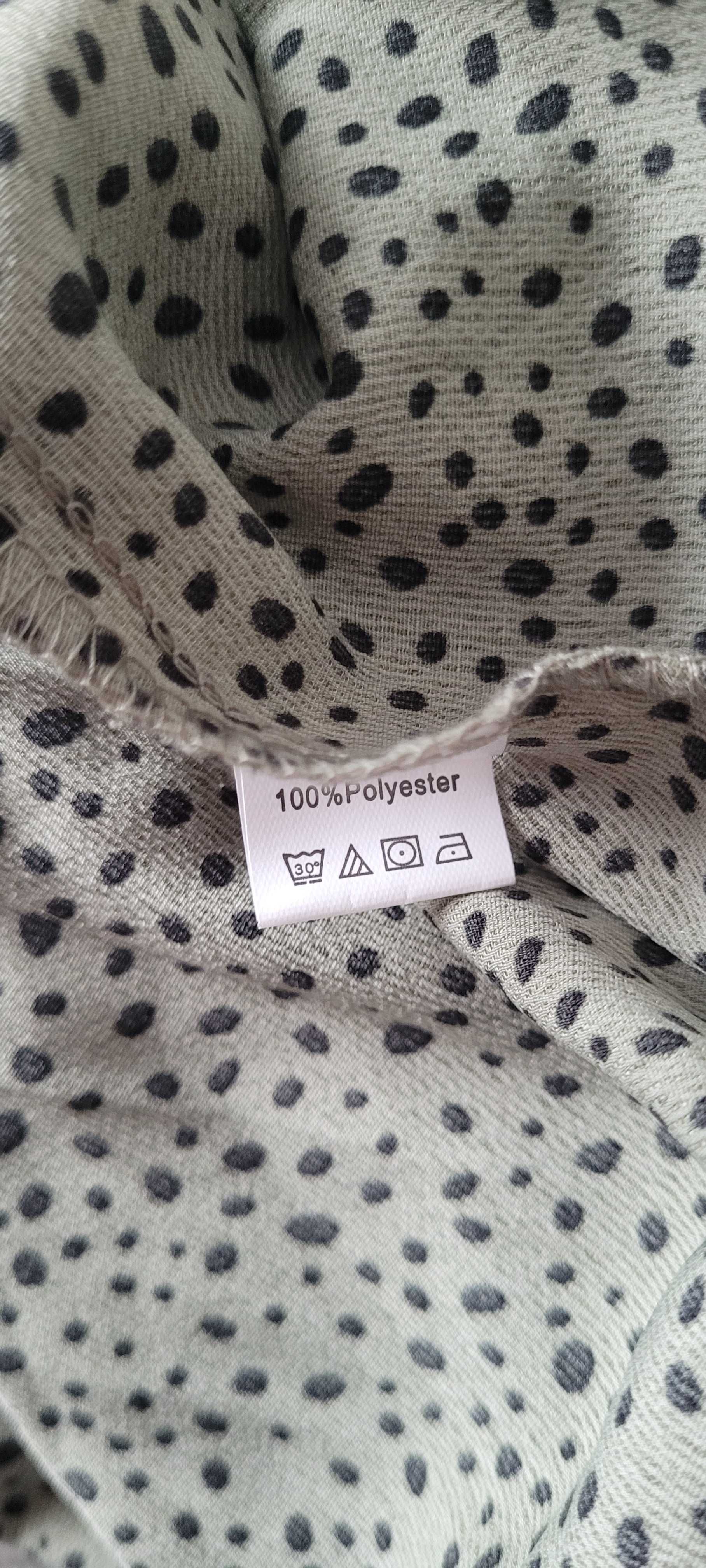 Bluzka khaki czarne kropki marszczona Shein, roz 46