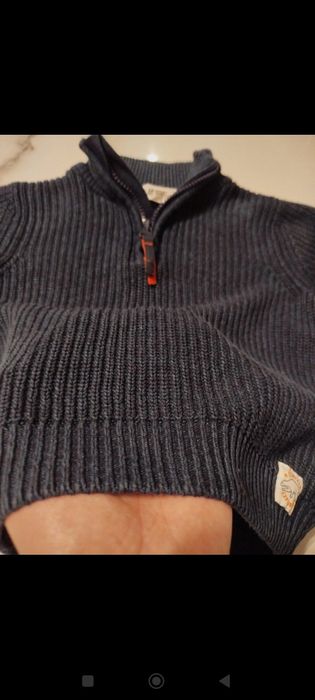 H&M sweter że stójka 92 100% bawełna granatowy