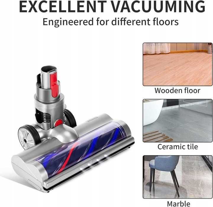 KENVOR Szczotka głowica kompatybilna z Dyson V7-V15 4 diody LED