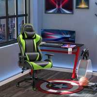 Cadeira de Gaming Ergonômica Giratória  Almofada Lombar  Verde