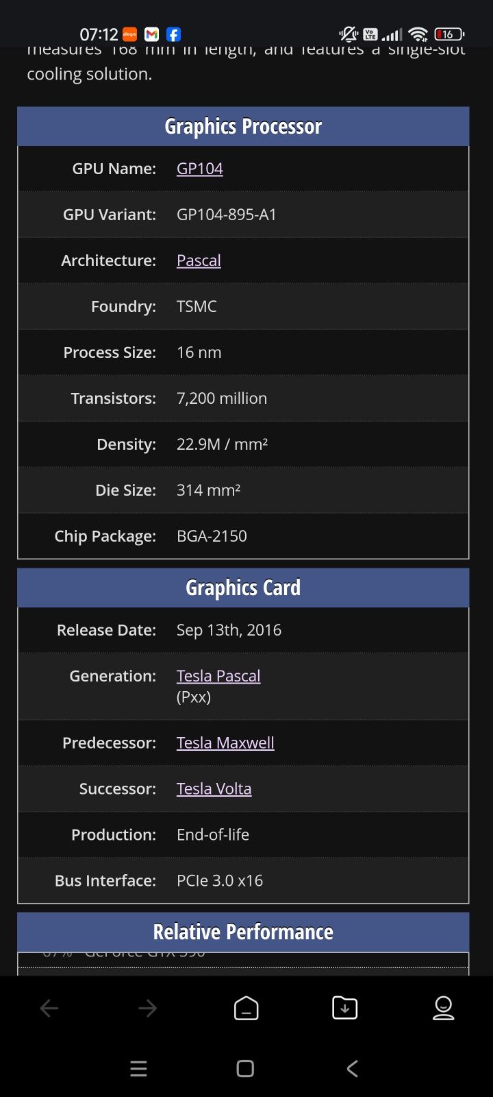 NVIDIA Tesla P4 8Gb Low Profile Titan x