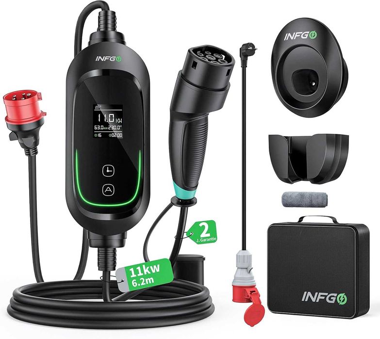 INFGO Przenośna skrzynka ścienna 11 kW [3-fazowa, 6,2 m, 6-16 A]