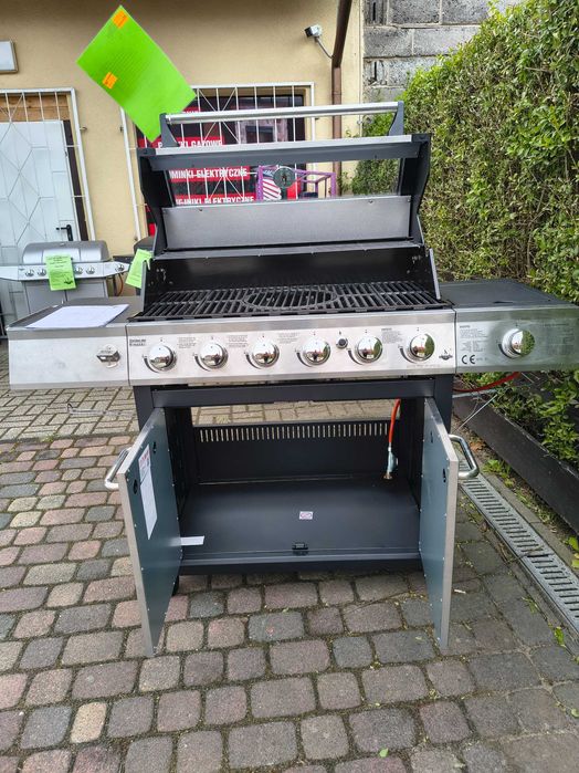 GRILL Gazowy  EL FUEGO LONG BEACH 6+1 ŻELIWO z szybą solidny Nowy !