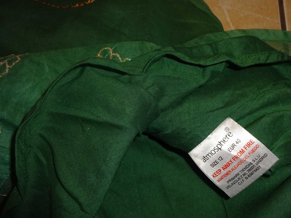 ATMOSPHERE zielona letnia bluzka wiązana na szyji z cekinami hafty 40