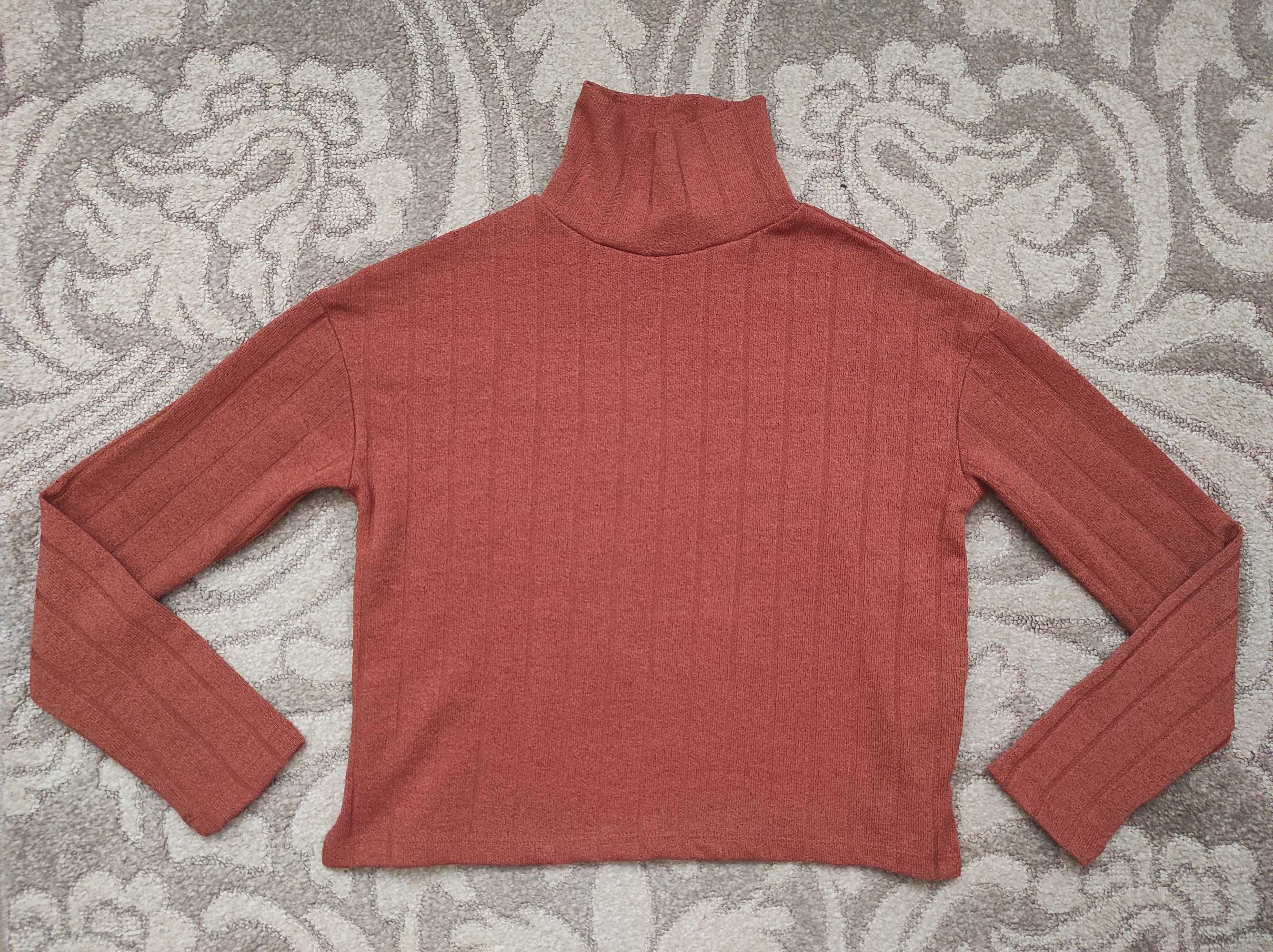 Brązowy golf sweter prążkowany Primark