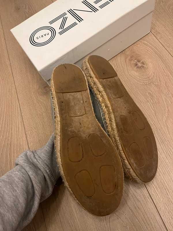 Kenzo espadryle mokasynki szare na słomianej podeszwie 37