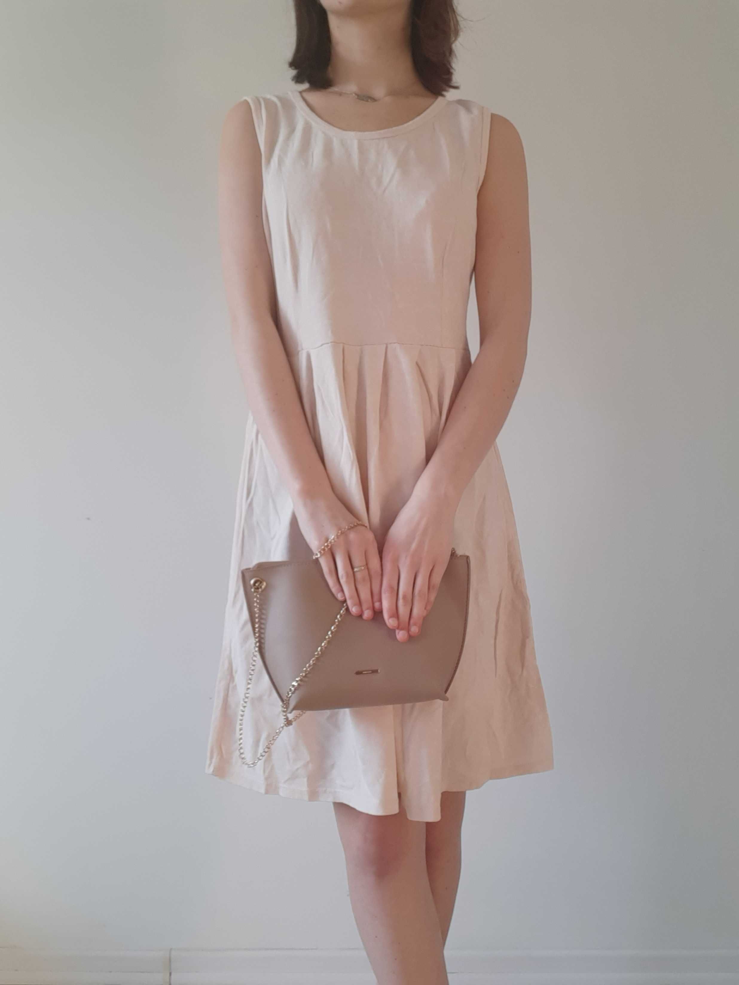 jasnoróżowa pastelowa sukienka na ramiączkach pale pink moda włoska M