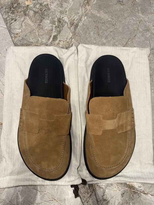 Мюли Hermes Go замшевые