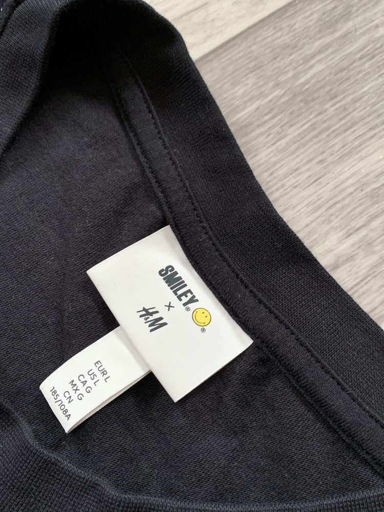 Лонгслив H&M x Smiley Oversize Fit Printed Long Sleeve Black
