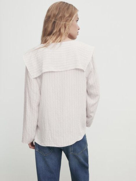 Bluzka w paski z falbanami Massimo Dutti, rozmiar S-M