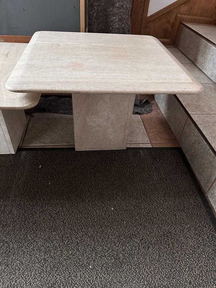 Mid century modern kpl stolików trawertynowych