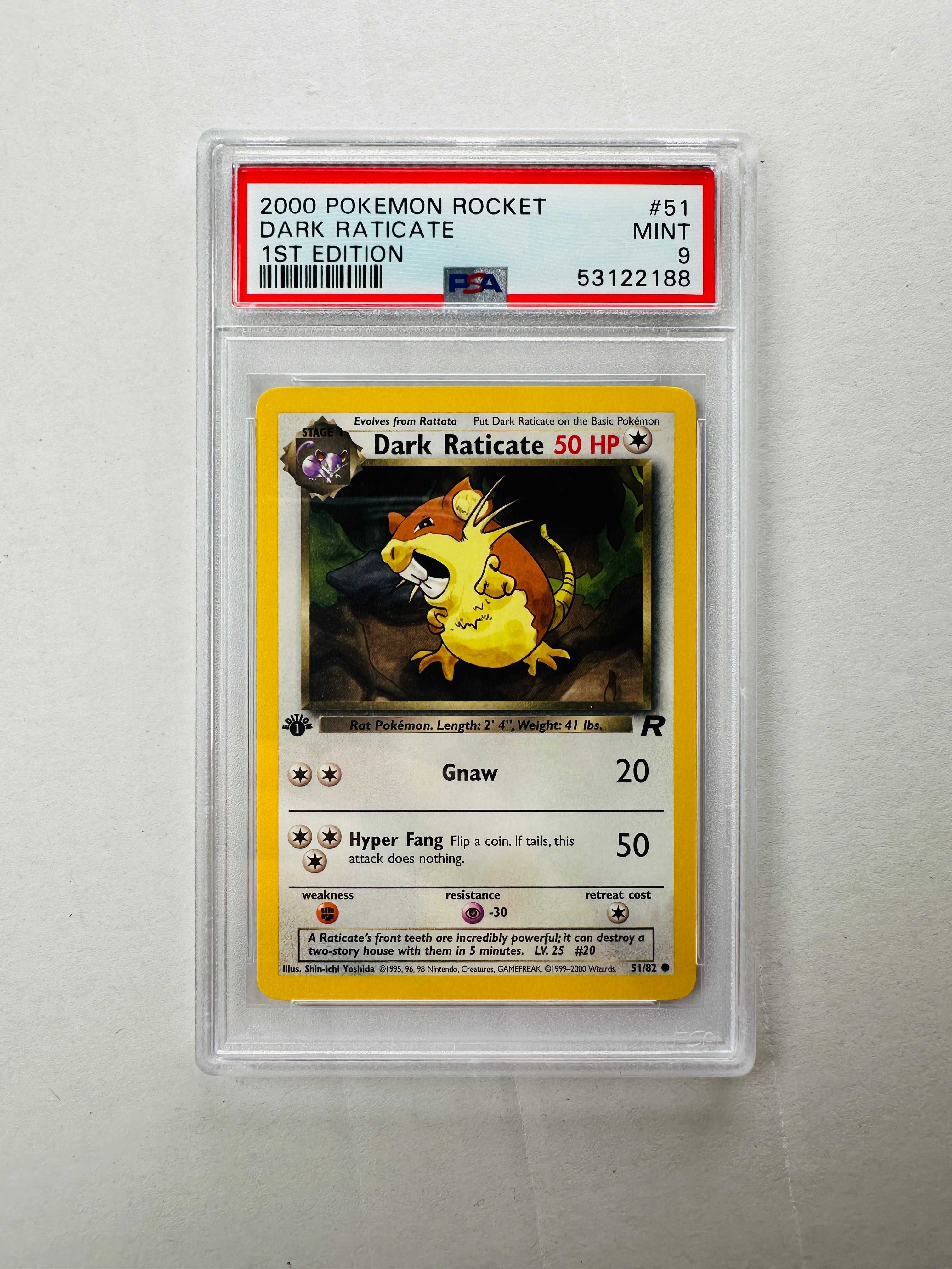 [PSA 9] Dark Raticate 1st Edition 51/82 - Team Rocket  - Karta Pokemon