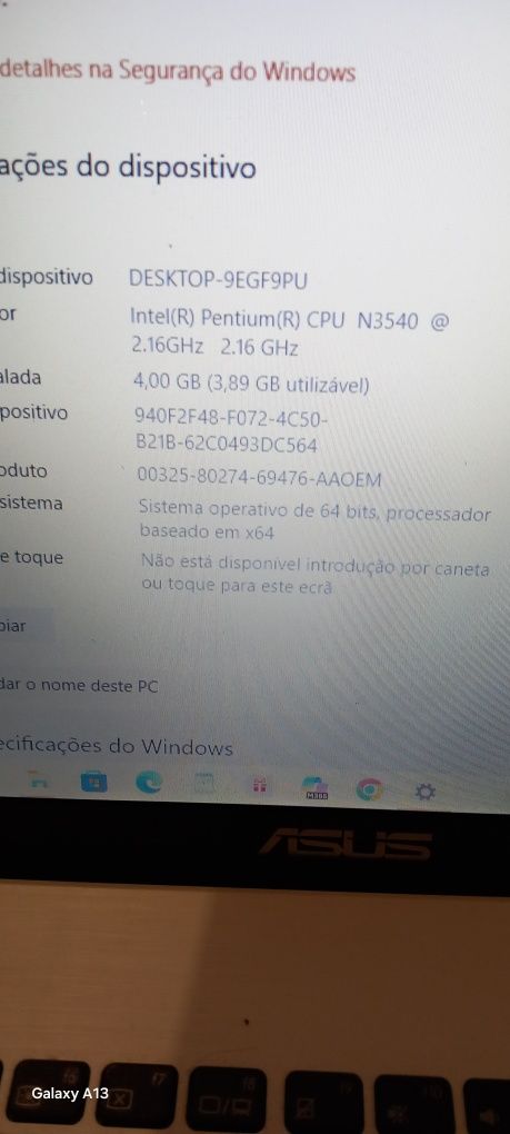 Portátil Asus X552M
