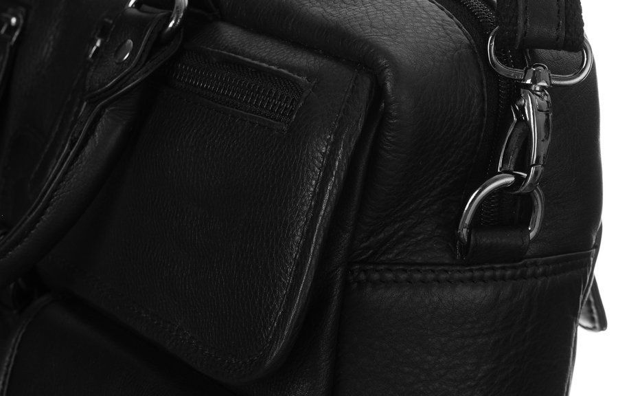 rozbudowana torba na laptopa unisex ze skóry naturalnej