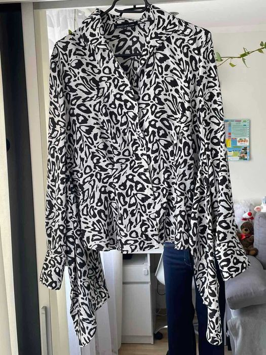 Damska wzorzysta bluzka koszula Jones New York jedwab wiskoza rozm.S-M