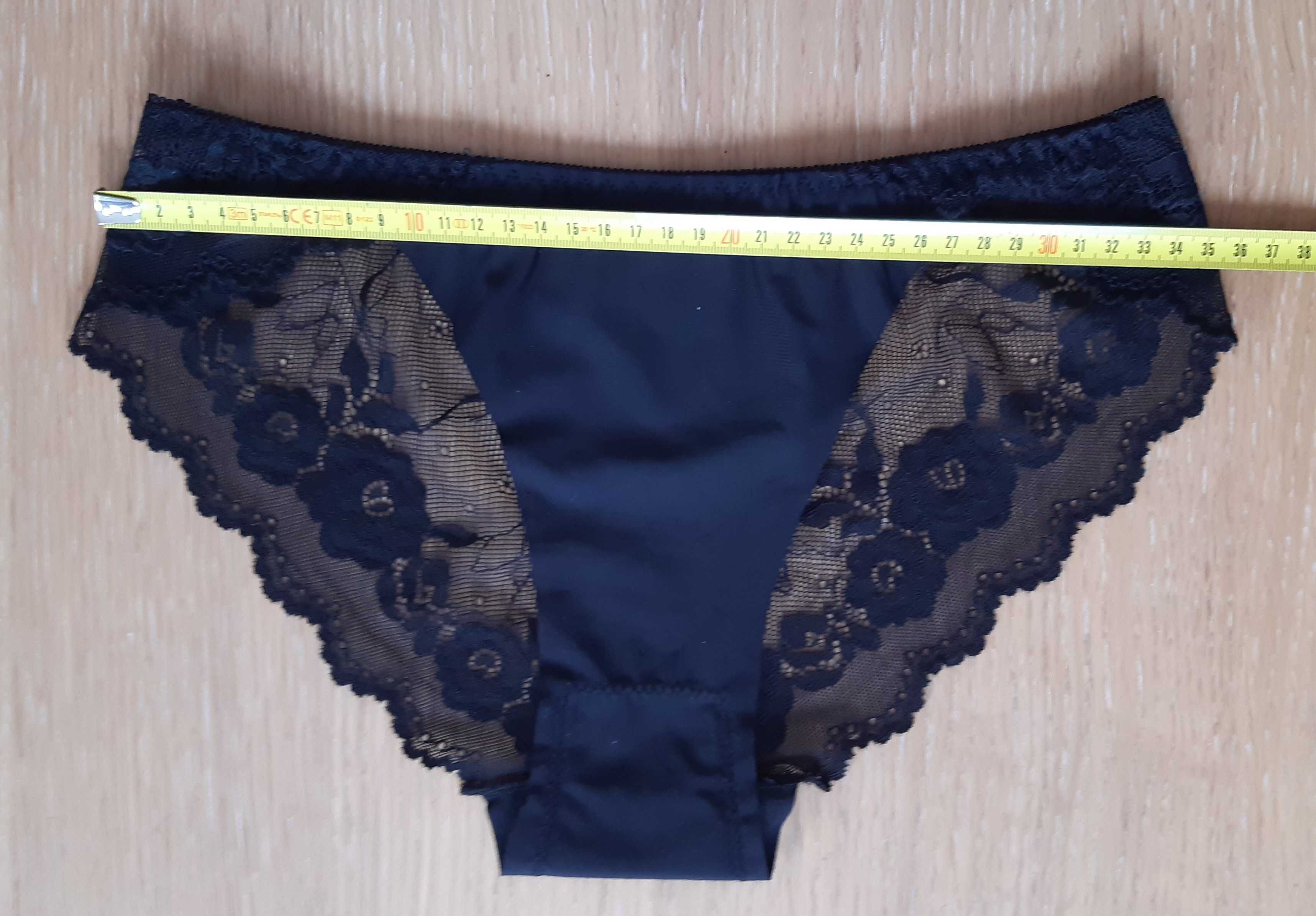 Śliczne, czarne, seksowne figi z koronką, Finella, rozmiar XL