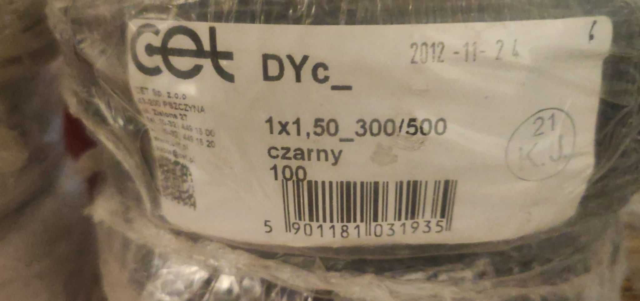Przewód DYc 1,5 biały, czarny, żółto-zielony