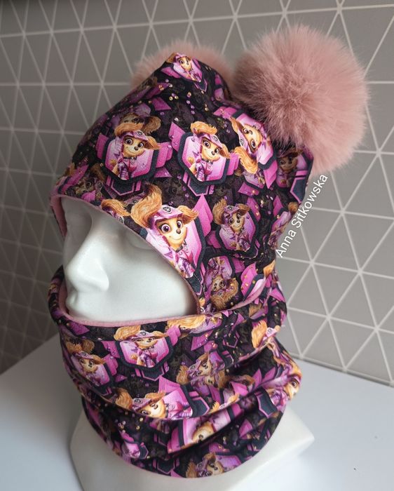 Komplety czapka pilotka chusta komin zimowa dziewczynka chlopiec