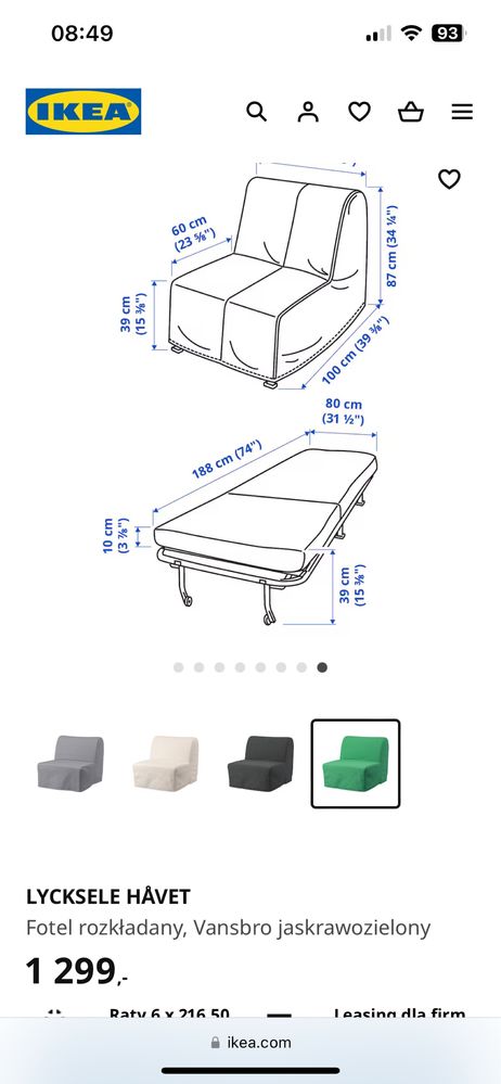 Fotel z funkcją spania "IKEA"