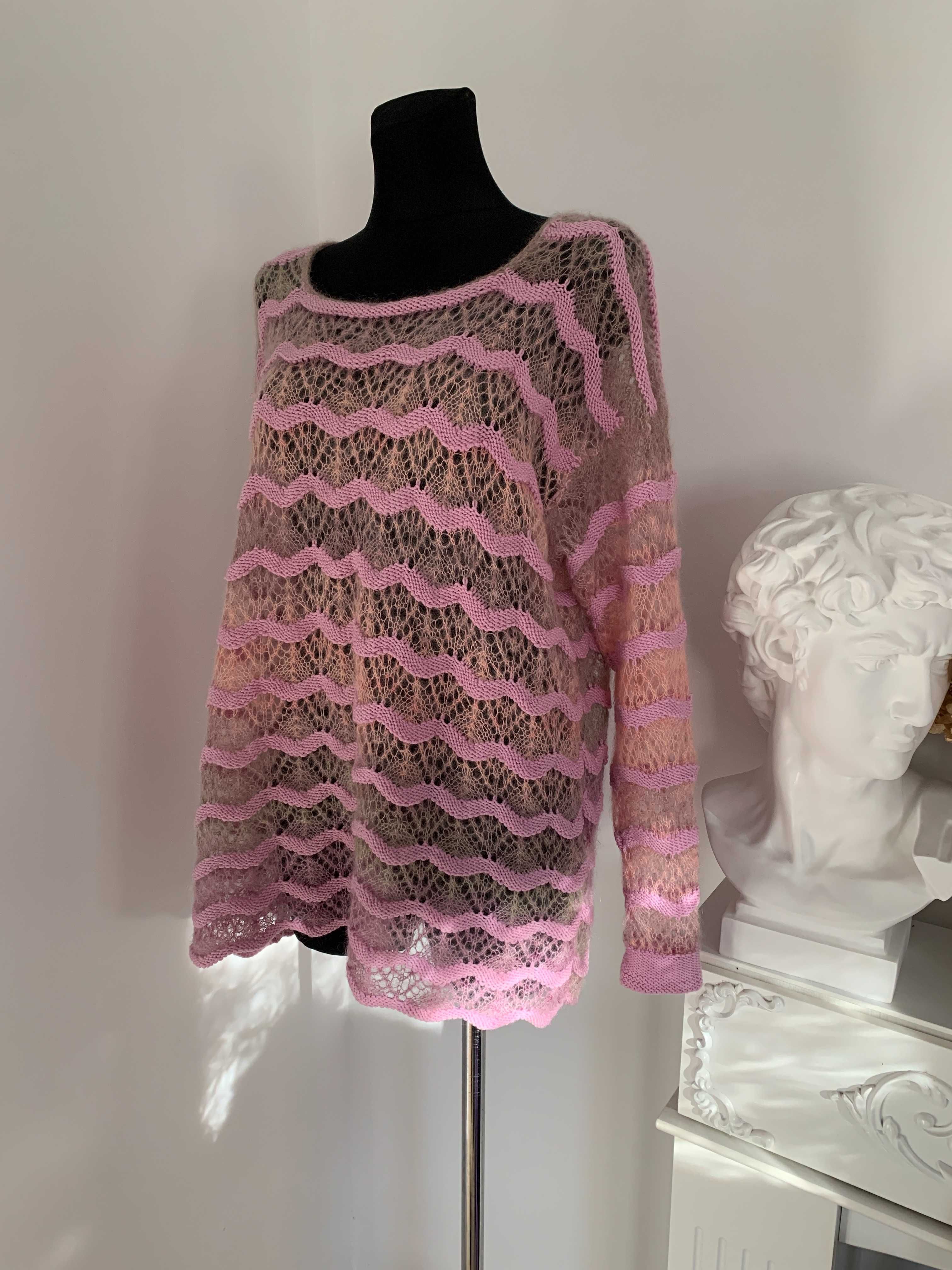 Sweter handmade moher ombre