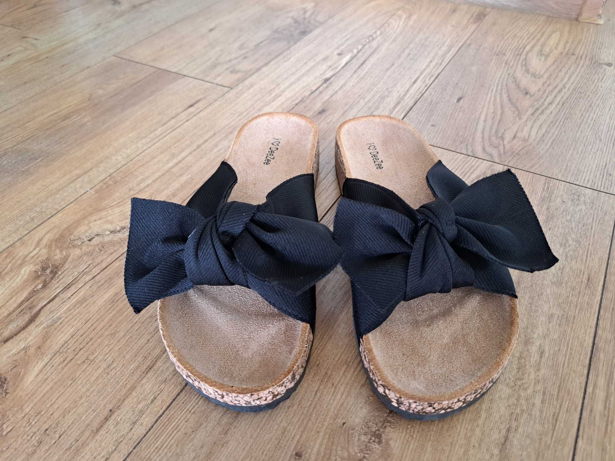 Klapki BLACK TEX Lorie DeeZee r. 39 (NOWE) - r. zaniżony