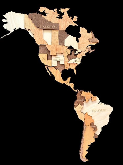 Podróżuj Codziennie – Drewniana Mapa 3D 150X90cm, 4 kolory
