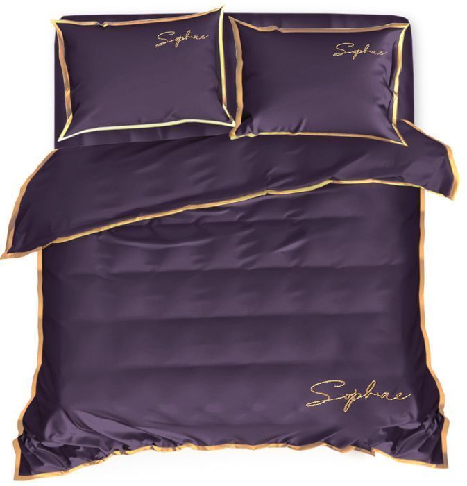 Pościel z haftem 200x220 SOFT Fioletowa 2601 eStilex
