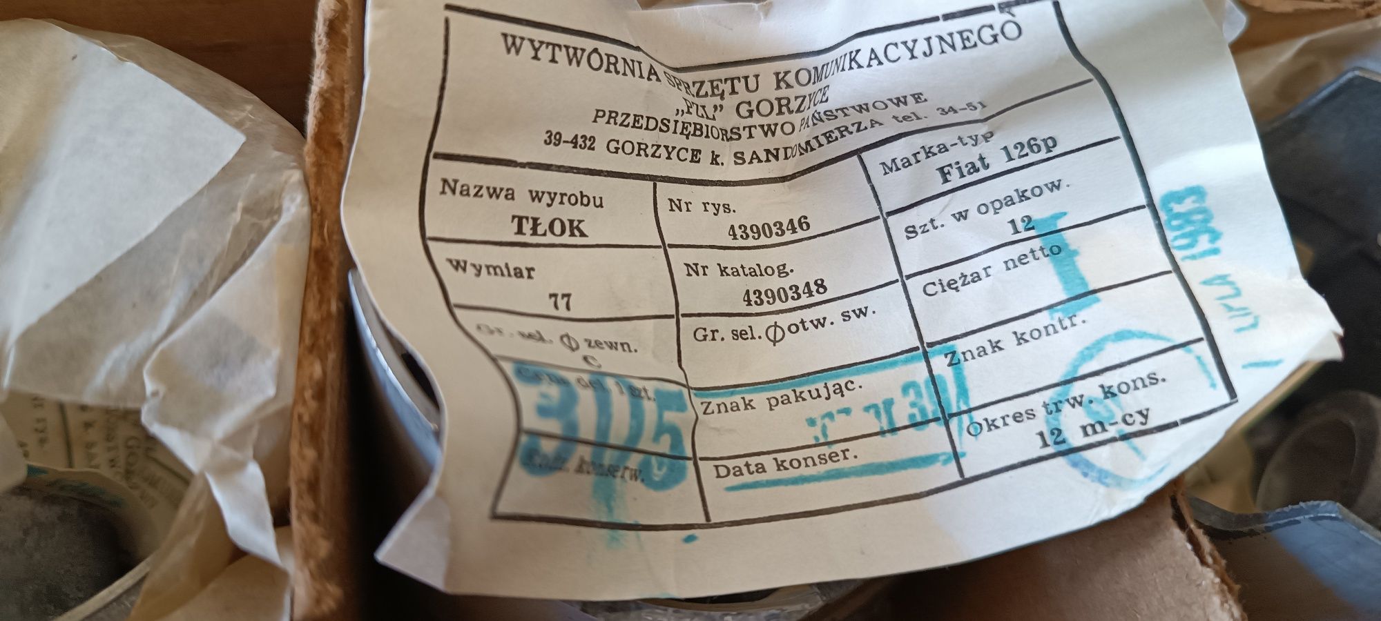 Fiat 126p tłoki oryginalne WSK Gorzyce 77,0 nominalne 650 cm