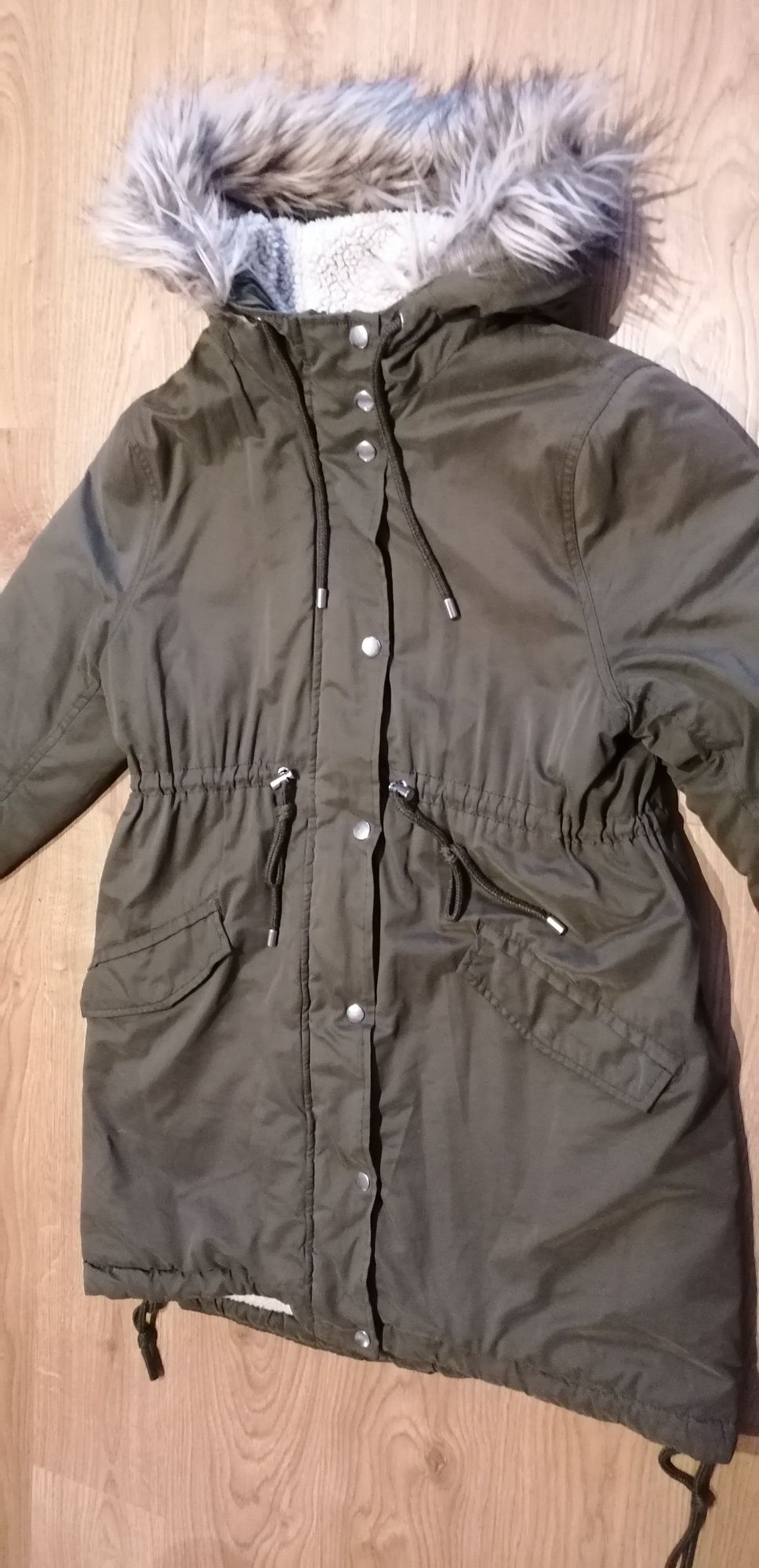 Kurtka ciążowa parka z kożuszkiem H&M MAMA