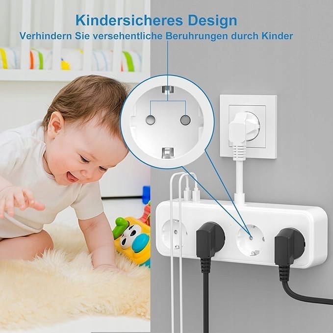 Listwa Zasilająca ADAPTER z USB i 4 GNIAZDAMI Krótki kabel