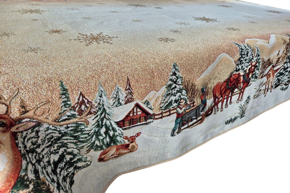 Obrus zimowy 140x350 cm złota nitka DZ01 LX