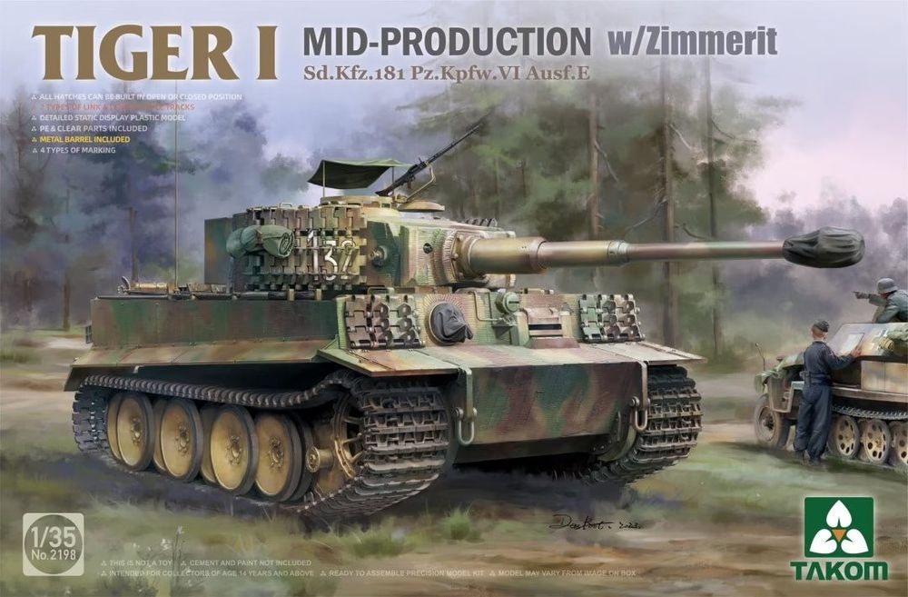 Takom 2198 Tiger I Sd.Kfz.181 Mid-Production w/Zimmerit 1/35