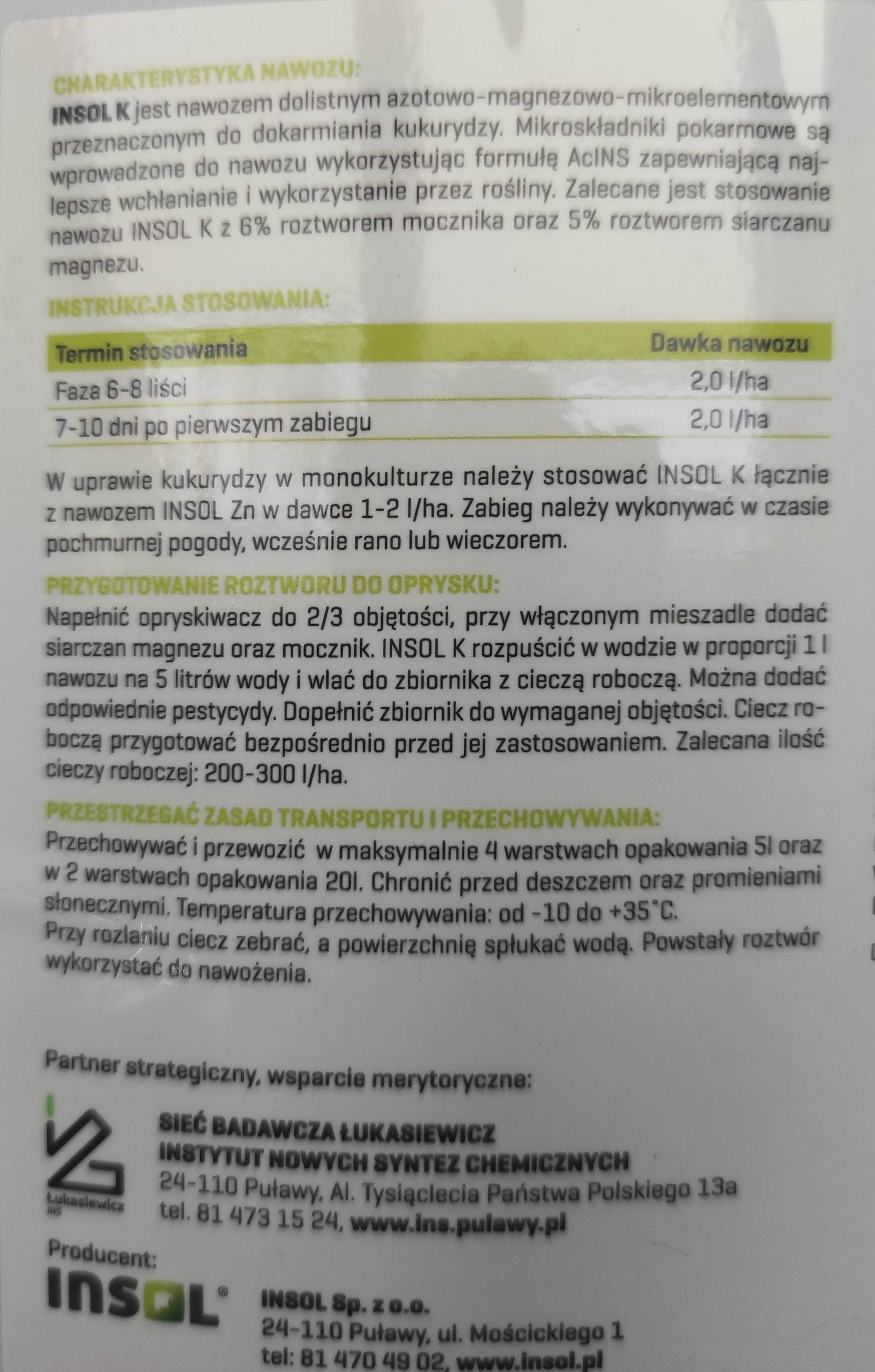 odżywka na kukurydzę Insol K Insol 3 na zboża Fos500 Wysyłka