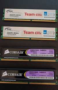 Memórias DDR2 4x1GB (Corsair 675Mhz + Team Elite 800Mhz)