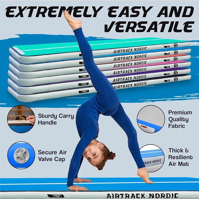 Mata gimnastyczna AirTrack Nordic Home Special Edition Niebieska 6m