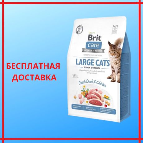 БЕСПЛАТНАЯ ДОСТАВКА Сухой корм для котов Brit Care Large Cats 2кг