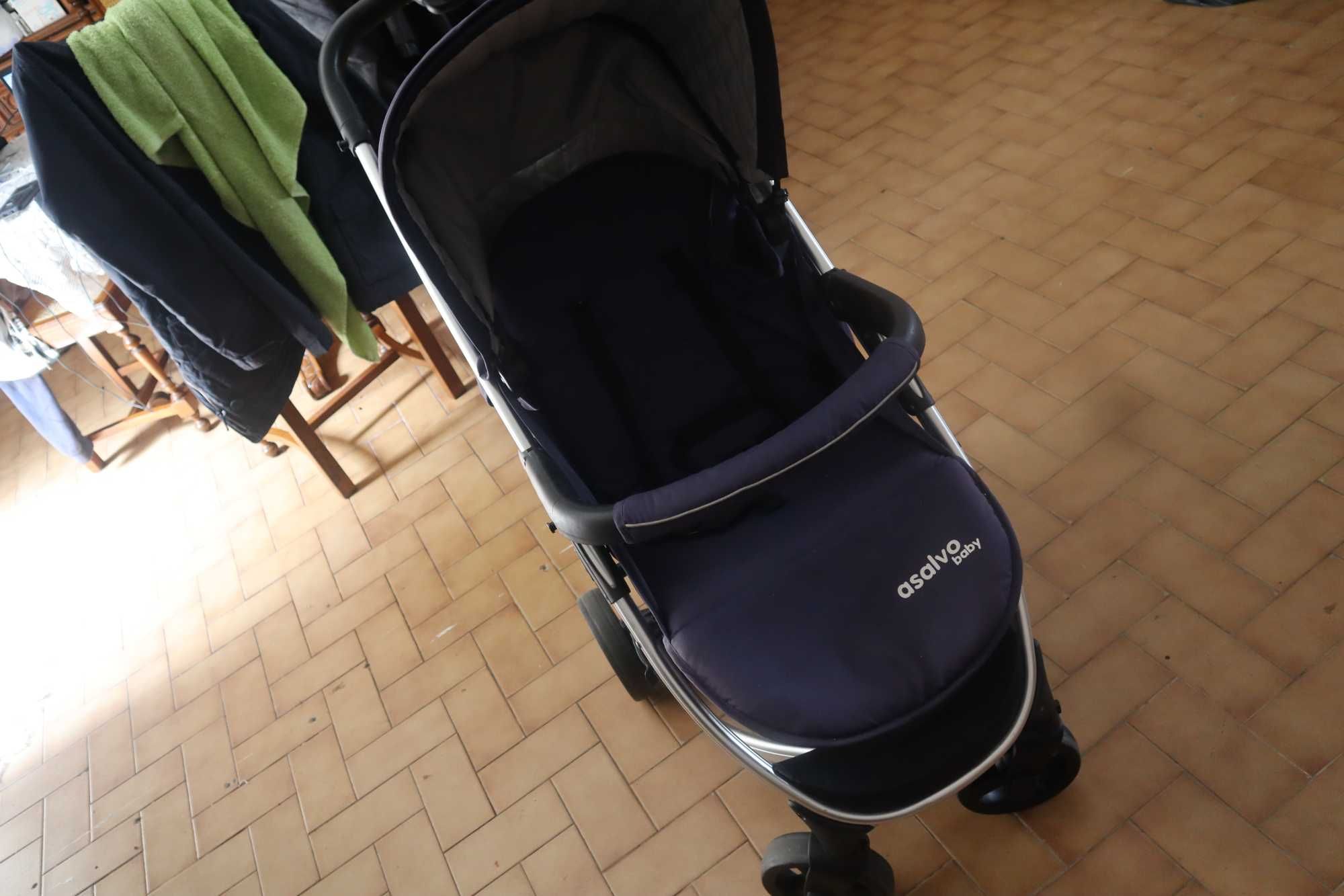 Carrinho de Bebê Asalvo Azul Marinho - Ótimo Estado!