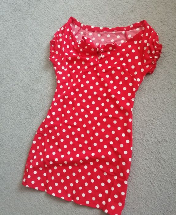Czerwona damska sukienka w groszki kropki SM nowa